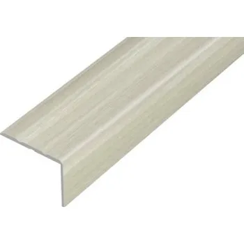 Stavební profil ACARA PRAHA s.r.o. AC AP5 schodová lišta samolep. B, hliník+fólie dub bělený, v: 20 mm, š: 25 mm, d: 2,7 m