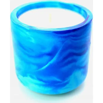 Svíčka Vonná sójová svíčka – modrá nádoba z гипсовой смеси, ruční výroba
