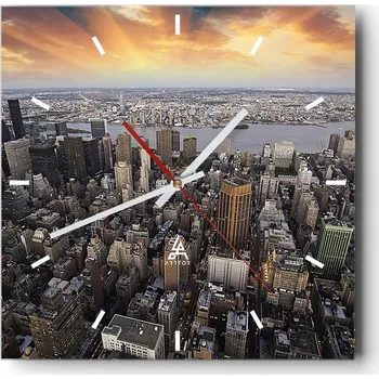 Hodiny Nástěnné hodiny do kuchyně 30x30 Město Stylové hodiny na skle Loft Tiché