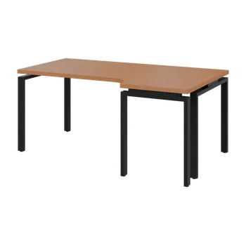 Psací stůl MHRK 38 - 186 stůl kancelářský, rohový, pravý, kovová podnož černá, deska 36 mm, široký 1800 mm, buk royal