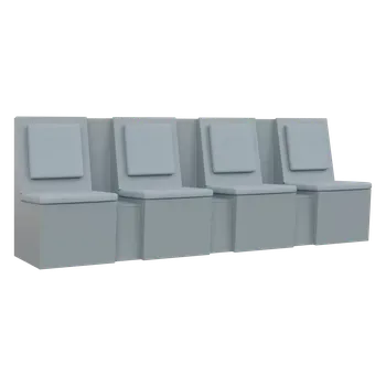 RE LAV - 2600 lavice do čekárny, 4-sedák, 1000x2600x435, šedá, koženka SA 3 - světle šedá