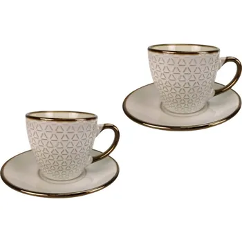 Kameninový hrnek s podtalířkem D 210 ml, 2. jakost, sada 2ks