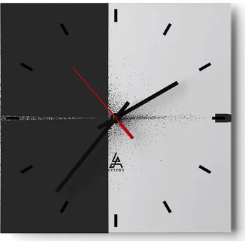 Hodiny Nástěnné hodiny do kuchyně 30x30 Kulka Stylové hodiny na skle Loft Tiché