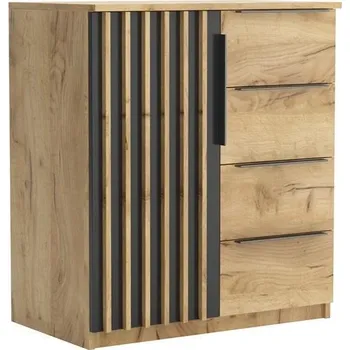 Komoda Komoda Sorento I v provedení kraft zlatý / černá, 80 cm