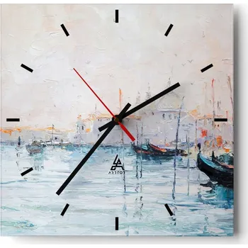 Hodiny Nástěnné hodiny do kuchyně 30x30 Umělecké Stylové hodiny na skle Loft Tiché