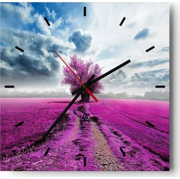 Hodiny Nástěnné hodiny do kuchyně 30x30 Krajina Stylové hodiny na skle Loft Tiché