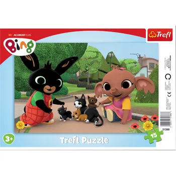 Puzzle PUZZLE RÁMEČKOVÉ VESELÝ ŽRALOČEK BABY SHARK 15 DÍLKŮ TREFL 31407