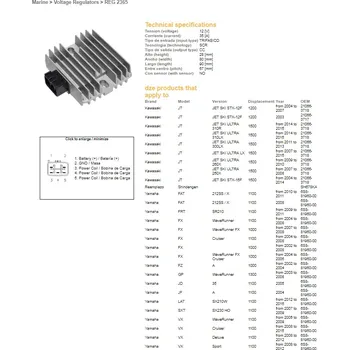 Elektroinstalace pro motocykl DZE REGULÁTOR NAPĚTÍ KAWASAKI STX 1200 '03-'07; 1500 '07-'19; YAMAHA ELT/ER/EX/FAT/FX/FZ/GP/JD 1000/1050/1100