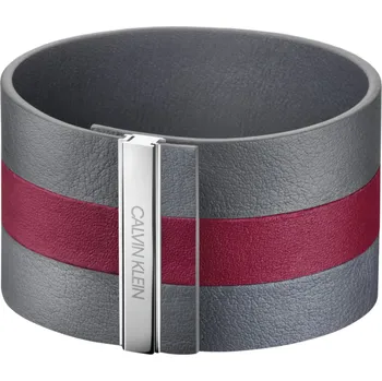 Šperk Calvin Klein Šedočervený kožený náramek Rebel KJ9KAB09010 6 cm - XS + 2 měsíce na vrácení zboží