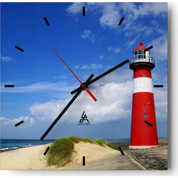 Hodiny Nástěnné hodiny do kuchyně 30x30 Krajina Stylové hodiny na skle Loft Tiché