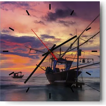 Hodiny Nástěnné hodiny do kuchyně 30x30 Krajina Stylové hodiny na skle Loft Tiché