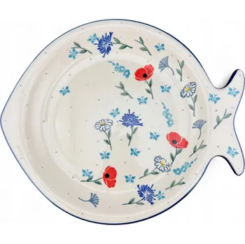 Talíř Talíř ryba, mísa kulatý Louka dek. 2883 Keramika Bolesławiec