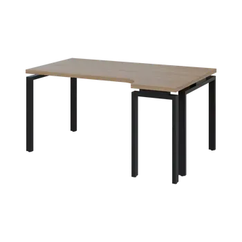 Psací stůl MHRK 38 - 164 stůl kancelářský, rohový, pravý, kovová podnož černá, deska 36 mm, široký 1600 mm, dub bardolino