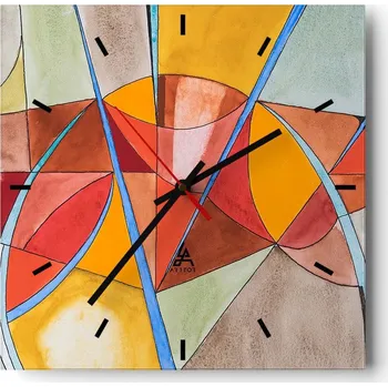 Hodiny Nástěnné hodiny do kuchyně 30x30 Abstrakce Stylové hodiny na skle Loft Tiché