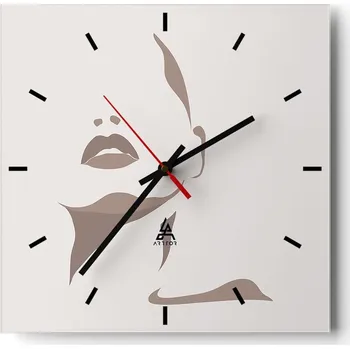 Hodiny Nástěnné hodiny do kuchyně 30x30 Žena Stylové hodiny na skle Loft Tiché