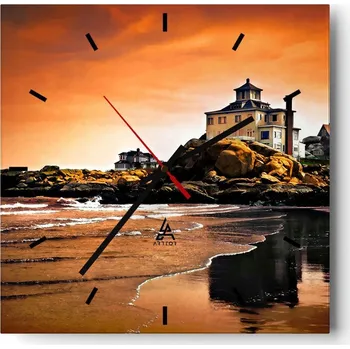 Hodiny Nástěnné hodiny do kuchyně 30x30 Krajina Stylové hodiny na skle Loft Tiché