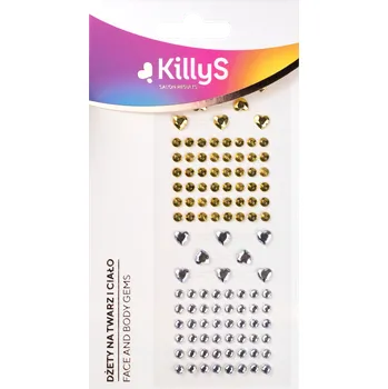 Karnevalový doplněk KillyS zlaté/stříbrné křišťály na obličej a tělo, 1 bal.