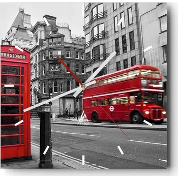 Hodiny Nástěnné hodiny do kuchyně 30x30 Město Stylové hodiny na skle Loft Tiché