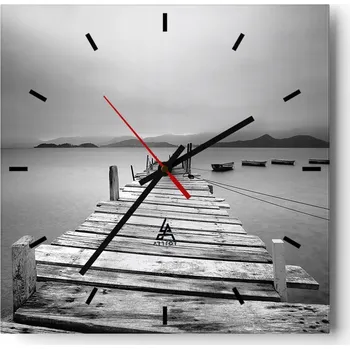 Hodiny Nástěnné hodiny do kuchyně 30x30 Krajina Stylové hodiny na skle Loft Tiché