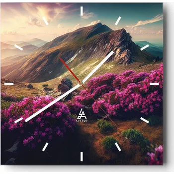 Hodiny Nástěnné hodiny do kuchyně 30x30 Krajina Stylové hodiny na skle Loft Tiché