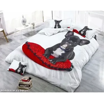Povlečení POVLEČENÍ fototisk 3D efekt Buldoček červená dečka