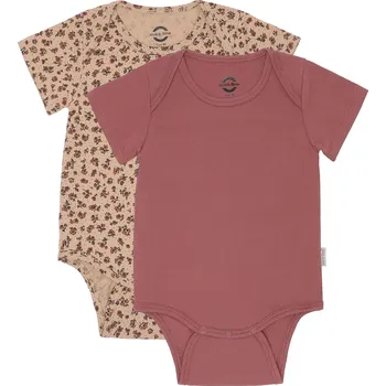 Kojenecký body 2-Pack dětské body ze 100% bavlny s krátkým rukávem Rose Brown Mikk-Line 100906 Velikost: 86