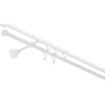 Ø 16 dvoutyč bílá lesk, komplet ROSA Barva: BÍLÁ LESK, Délka: 120 cm, typ kroužků: bez kroužků