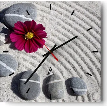 Hodiny Nástěnné hodiny do kuchyně 30x30 Květiny Stylové hodiny na skle Loft Tiché