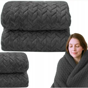 deka Silná měkká deka 200x220cm přehoz V STROMEČKOVÉM vzoru polyester pléd Tmavě šedá