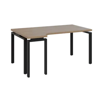 Psací stůl MHRK 38 - 164 stůl kancelářský, rohový, levý, kovová podnož černá, deska 36 mm, široký 1600 mm, dub bardolino