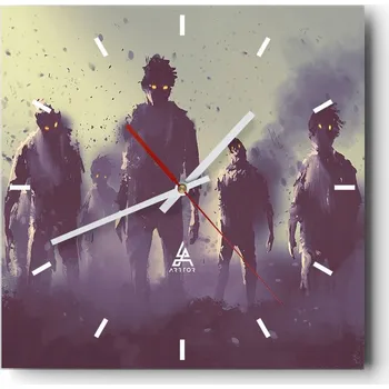 Hodiny Nástěnné hodiny do kuchyně 30x30 Zombie Stylové hodiny na skle Loft Tiché