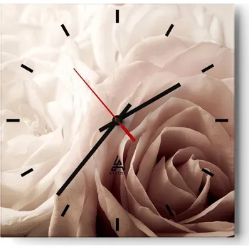 Hodiny Nástěnné hodiny do kuchyně 30x30 Růže Stylové hodiny na skle Loft Tiché