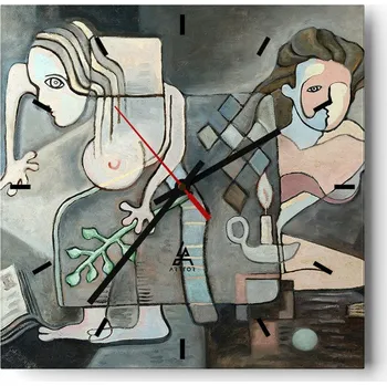 Hodiny Nástěnné hodiny do kuchyně 30x30 Abstrakce Stylové hodiny na skle Loft Tiché