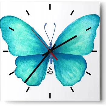Hodiny Nástěnné hodiny do kuchyně 30x30 Motýl Stylové hodiny na skle Loft Tiché