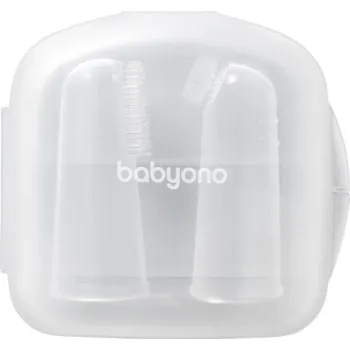 Elektrický zubní kartáček BabyOno Silicone Toothbrush dětský zubní kartáček na prst s pouzdrem 0m+ 2 ks
