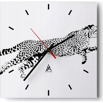 Hodiny Nástěnné hodiny do kuchyně 30x30 Zvířata Stylové hodiny na skle Loft Tiché