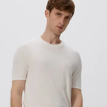 Reserved - Tričko ze směsi lnu - bílá - 4728C-00X - 4728C-00X-M