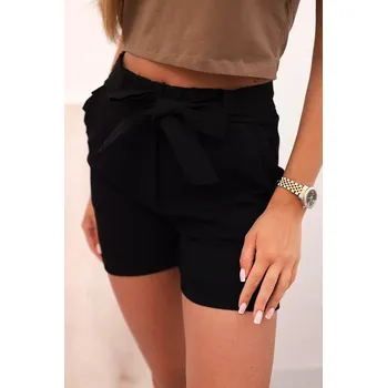 Dámské kraťasy Kesi Włoski Dámské šortky s mašlí a volánky černý Kesi Włoski černá 3330162
