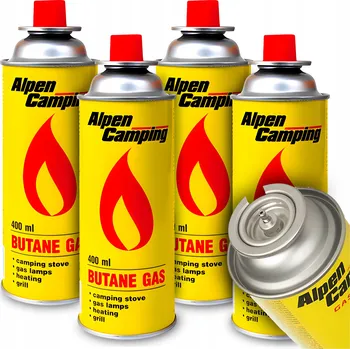 Turistický vařič 4X Plynová kartuše 400ml ALPEN CAMPING pro vařič, hořák