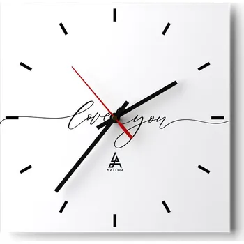 Hodiny Nástěnné hodiny do kuchyně 30x30 Typografie Stylové hodiny na skle Loft Tiché