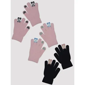 Rukavice cenová akce Rukavice dívčí 3D efekt , TOUCH screen úprava 18 Mix barev