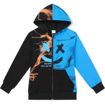 Chlapecká mikina CHLAPECKÁ MIKINA NA ZIP S KAPUCÍ BAVLNĚNÁ Barva: Modrá, Velikost: 158