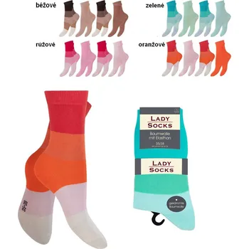 Dámské ponožky Dámské vzorované barevné ponožky 35-38 Růžová