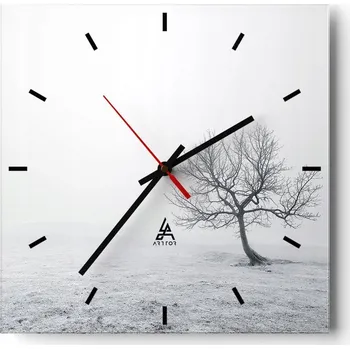 Hodiny Nástěnné hodiny do kuchyně 30x30 Krajina Stylové hodiny na skle Loft Tiché