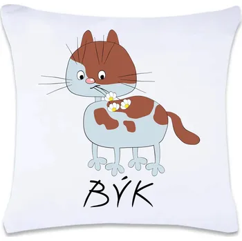 Dekorativní polštářek Dekorační polštář s potiskem 40 x 40 cm Zvěrokruh kočky Býk Oboustranný tisk: ANO