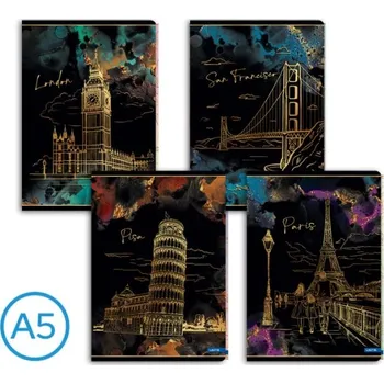 Sešit Sešit A5 linka 52l Gold city mix