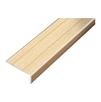 Stavební profil ACARA PRAHA s.r.o. AP5 schodová lišta samolepící B, hliník+fólie buk, v: 10 mm, š: 25 mm, d: 2,7 m