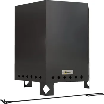 OUTSUNNY Přenosné ohniště POKER čtvercové 45 x 39 x 47 cm černá