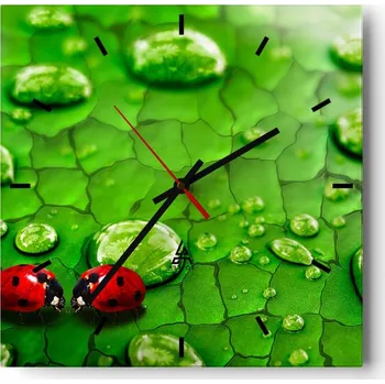 Hodiny Nástěnné hodiny do kuchyně 30x30 Natura Stylové hodiny na skle Loft Tiché