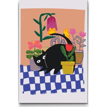 Malování podle čísel - Ilustrace - Černá kočka Velikost: 20x30cm, Rámování: Pouze srolované plátno